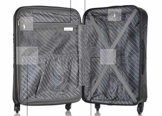 Durable ABS luggage set with 150D full lining , skeleton printed abs trolley bag