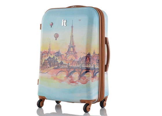 Business travel printed PC trolley case extra large luggage sets with 4 wheels